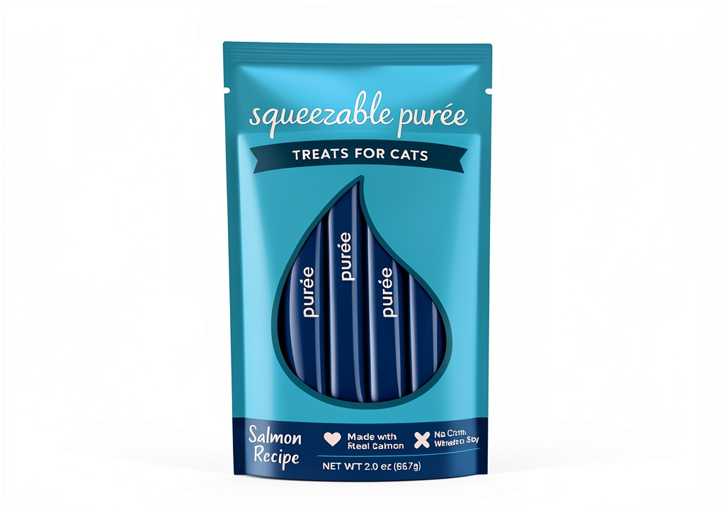 WholeHearted salmon cat treats tube being squeezed onto a cat's paw