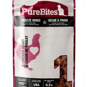 PureBites Freeze Dried Chicken Heart Treats 1.09oz Protein Cat Snack-0