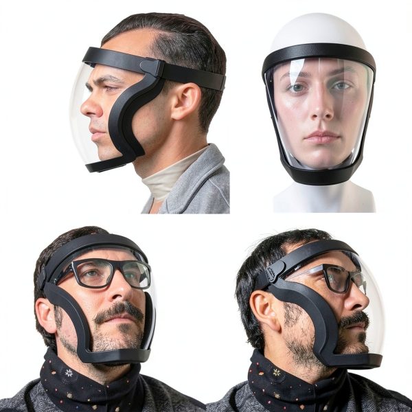 Plastic Face Shield (2 Pack) Full Safety Face Protection Equipment with for Unisex and Adult, Reusable No Fogging Transparent Face Shield with Adjustable band, High-Definition Black-4