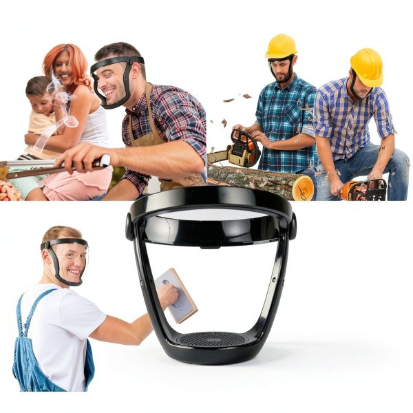 Plastic Face Shield (2 Pack) Full Safety Face Protection Equipment with for Unisex and Adult, Reusable No Fogging Transparent Face Shield with Adjustable band, High-Definition Black-3