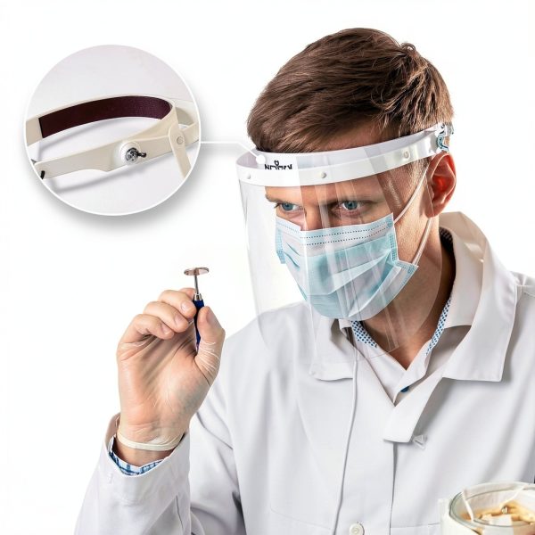 Protective Face Shield NoCry Headband Flip-Up Hinges White-2