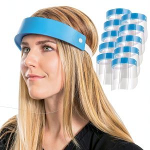 Safety Face Shield TCP Global Ultra Clear Full Face FS-10 Blue 10 Pack-0