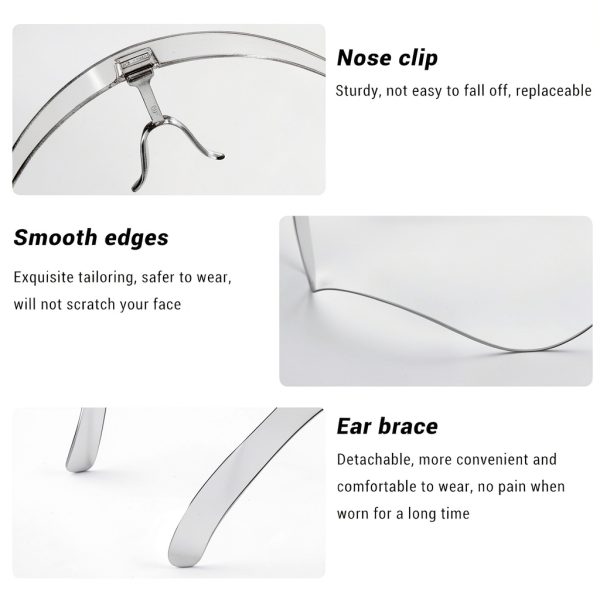Earthroma 4 Pack Face Shield with Glasses, Face Mask Shield Anti-Fog Clear Ultra Clear Reusable Protective Plastic Face Shield Mask Droplet Splash Guard for Women Men Kids-4