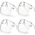 Earthroma 4 Pack Face Shield with Glasses, Face Mask Shield Anti-Fog Clear Ultra Clear Reusable Protective Plastic Face Shield Mask Droplet Splash Guard for Women Men Kids-0