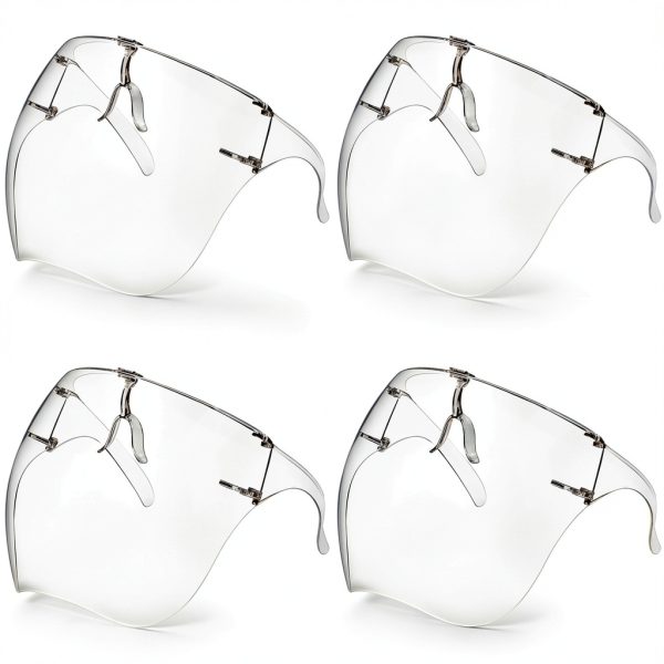 Earthroma 4 Pack Face Shield with Glasses, Face Mask Shield Anti-Fog Clear Ultra Clear Reusable Protective Plastic Face Shield Mask Droplet Splash Guard for Women Men Kids-0